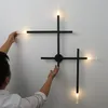 Modern Art Cross Shape Wall Lamps LED Industrial Wall Light Aisle vardagsrum sovrummet Bedside Iron Wall Sconce Black Gold244w