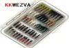 KKWEZVA 50pcs combinaison nymphe mouche de pêche à la pêche à la mouche Insectes de style différent de la truite à mouche