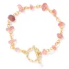 Strand Irregular Strawberry Quartzs Beads Bracelets Gold Color OT Button Chain Natural Stone Bracelet Women Men Jewelry