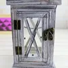 Candle Holders Rustic Vintage Distressed Wooden Lantern Hanging Holder Candlestick Decor Dropship