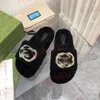 2024 Women Spring and Autumn Lamb Hair Slippers Flat Bottom Plush Slippers for Home and Outdoor Wear Versatile Flat Bottom Slippers