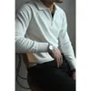 Polo da uomo Autunno Casual Texture Maglia Polo da uomo Coreana Vintage Risvolto Cerniera Manica lunga Premium Luxury Tinta unita T-shirt 231212
