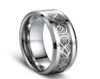 Siver Dragon inlay Tungsten Carbide Ring Punk style Fashion Jewelry traditional culture Dragon Ring 8mm wide s for couples America3870271