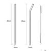 Beber canudos Clear Glass St 200x8mm Reutilizável Straight Bent Sts com escova Eco amigável para Smoothies Cocktails Drop Delivery Home Dhbf1