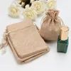 Lin Linen Jewelry Gift Pouch 8x10cm 9x12cm 10x15cm 13x18cm Pack med 50 Makeup Jute Gift Packaging Bags213H