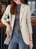 Femmes Costumes Blazers CJFHJE High Street Noir Femmes Veste Coréen Café Harajuku Ceinture Manteaux Femme Lâche Beige Élégant Dame Blazer Extérieur 231213