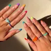 Unhas Falsas Amêndoa Francesa Falso Destacável Wearable Manicure Cobertura Completa Imprensa em Dicas de Unhas Menina