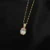 Anhänger Halsketten Mandi Licht Luxus 18K Zirkon eingelegt Frauen Halskette Hochwertige Goldbeschichtung kleiner quadratischer Schlüsselblattkette Einfacher Schmuck