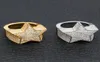 MEN039S Fashion Copper Gold Color Plated Ring överdriver högkvalitativ Iced Out CZ Stone Star Shape Ring Jewelry9025711