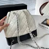 Famosa marca francesa designer feminina mochila moda grande capacidade diamante treliça corrente bolsa de ombro dupla carta de alta qualidade couro genuíno crossbody saco