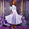 Grundläggande avslappnade klänningar Purple Prom Party for Women Elegant Simple Wedding Dress Long ärmar Oneck Lady Fashion Solid Aline klänningar 231212