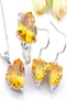 LuckyShine Lady Jewelry Set Golden Citrine Heartshaped Crystal Cubic Zirconia 925 Silve Engagement Pendants örhängen ringer5622204