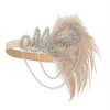 Andere Event-Party-Zubehör, 1920er-Jahre-Stirnband, Kostüm-Requisiten, Charleston-Zubehör, nackter Flapper-Kopfschmuck, tolle Gatsby-Feder, Beade311y