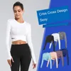 Yoga Outfit Aiithuug Miidriff Tops à manches longues Sports Fitness Crop Top Gym Chemises Slim Fit Running Tank Criss Cross Taille 231212