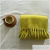 Scarves Scarves 2023 Autumn/Winter 20% Wool Spinning Yarn Soft Gentle Solid Color Womens Tassel Scarf Thickened Warm Cold Resistant Dr Otk58