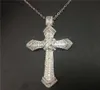 Vecalon Fashion Hiphop Big Cross Pendant 925 Sterling Silver Diamond Party Wedding Pendants With Necklace For Women Men Jewelry9416969