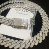20 mm Fashion Best-Seller Men's Miami Cuban Chaîne Iced Iced Moisanite Diamond S925 Collier de bijoux hip hop à 18 km plaqué en argent