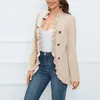 Giacche da donna Cappotto Primavera Autunno Casual Cappotti doppiopetto Cardigan arricciato Manica lunga Media lunghezza per Top eleganti da donna