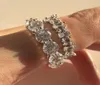 Band ringar finger 925 Silver Pave Setting Full Diamond Eternity Engagement Wedding Ring Set Fine Jewelry Hela storlek 5121534144