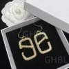 Designer Boes d'oreilles Designer pour femmes Stud Luxury Gold Heart Shape Pearl Crystal Gold Double V Letter 925S Silver Jewelry Classic 2023-1