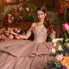 Rose Gold Ball Gown Princess Quinceanera Dresses 2024 Flower Tulle Vestidos De 15 Anos Quinceaneras Sweet 16 Birthday Party Gown