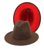 QBHAT Coffee Red Patchwork Men Felt Jazz Fedoras Women Church Hats Wide Brim Ladies Couple Panama Wool Fedora Hats with Belt7340653