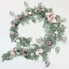 Decorative Flowers 8.8FT/6FT Rustic Artificial Eucalyptus Flower Garlands Country Wedding Table Runner Centerpieces Bridal Shower Decoration