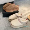 Tasman Slippers Chestnut Fur Slides Plush Wool Sherpa Fleece Shearling Tazz Scuffs Mules