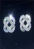 Vecalon Flower Shape Earring Clear Diamond 925 Sterling Silver Engagement Wedding StudEarrings for Women Bridal Jewelry9791359