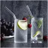 Beber canudos Clear Glass St 200x8mm Reutilizável Straight Bent Sts com escova Eco amigável para Smoothies Cocktails Drop Delivery Home Dhbf1