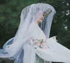 Chińska starożytna czapka vintage Women Hanfu Hat z frędzlami kryształowa twarz Cover Cosplay Propla