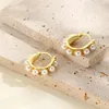 Brincos de argola luz luxo geométrico de alta qualidade artificial pérola orelha studs em forma de u contas de plástico clipe acessórios femininos