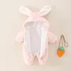 Rompertjes Baby Rompertjes Winter Fleece Jassen voor Baby Meisjes Mode Leuke Capuchon Dikker Jas geboren Warme Jumpsuit Kinderen Bovenkleding 231212