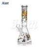 10 Inches Decals Beaker Bong Hookah Glass Water Pipe Ice Pinch Cartoon Pattern 14mm Bowl Downstem Accessories Mixed Colors