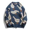 Heren Truien Japanse Gebreide Trui Mannen Cartoon Dier Eend Gans Print Pullover Harajuku Casual O-hals Oversize Top Streetwear Unisex Herfst 231212