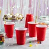 Vasos desechables con pajitas, 450ml, plástico rojo, Navidad, barbacoa, Bar, restaurante, vajilla, juego de Beerpong, vaso para beber