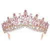 Barok Rosé Goud Roze Kristal Bruidstiara Kroon Met Kam Optocht Galasluier Hoofdband Bruiloft Haaraccessoires 2110065967674