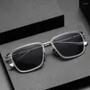 Zonnebrillen van topkwaliteit handgemaakte titanium gepolariseerde heren dames luxe retro vierkante rijvissen zonnebril UV400