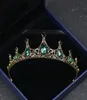 Kmvexo 새로운 우아한 녹색 크리스탈 크라운 신부 헤어 액세서리 Quinceanera Tiaras와 Crowns Pageant Diamant Tiara D196044482