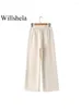 Kvinnors tvåbitar byxor Kvinnor Fashion Set Beige Front Zipper Bomber Jackets Vintage Drawstring Trousers Feamle Chic Lady Sets