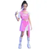 Stage Wear Enfants Hip Hop Vêtements Rose Débardeurs Jupe Mini Pour Filles Concert Jazz Danse Costume Adolescents Vêtements De Rue