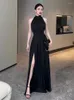 Casual klänningar sexig fest prom bodycon midi klänning för kvinnor kläder elegant ärmlöst chiffong office lady en bit korea sommar