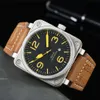 ファッションラグジュアリーデザイナーBr Beller New Mens Brown LeatherWristWatchesMen自動製品マイクロメンズBスクエア完全機械テープウォッチ