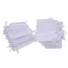 100 pcs lot white organza pafer bags 웨딩 주얼리 포장 파우치 멋진 선물 가방 팩토리 2130