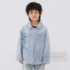 Teenagers letter embroidery denim jacket big kids lapel single breasted long sleeve casual outwear old boys soft cowboy tops Z5996