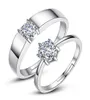 J152 S925 Sterling Silber Paar Ringe mit Diamant Mode Einfache Zirkon Paar Ring Schmuck Valentinstag Geschenk Dropship9239913