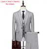 Mens Suits Jacket Vest Pants / 2023 Högkvalitativ män Slim kostym Formell affär Brudgum Bröllop Social klänning Blue Grey High-End Casual Tuxedo