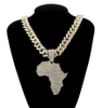 Fashion Crystal Afrika Kaart Hanger Ketting Voor Vrouwen Men039s Hip Hop Accessoires Sieraden Ketting Choker Cubaanse Link Chain Gift2420579