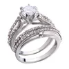 Bridal Charm Couple Rings 2pcs His Her CZ Anniversary Promise Wedding Engagement Ring Sets210i