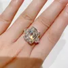 Yan taşlarla Wong Rain 100 Sterling Sier 12ct Emerald Cut Simüle Taş Alyans Anlaşması Kadınlar İçin Güzel Takılar